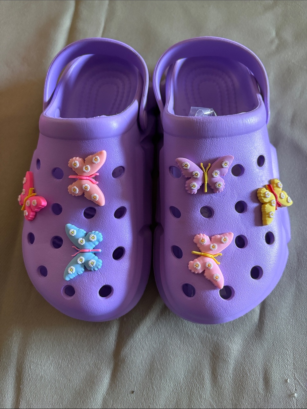 Kids Purple Butterfly Clog Sandals